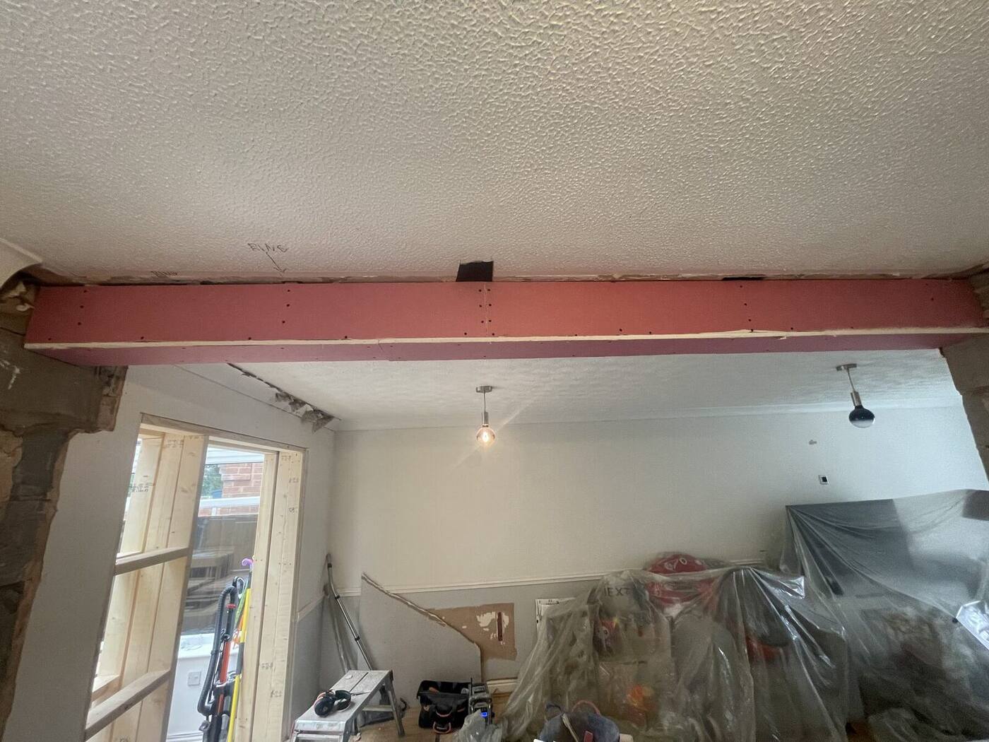 Steelwork installed for an internal structural alteration