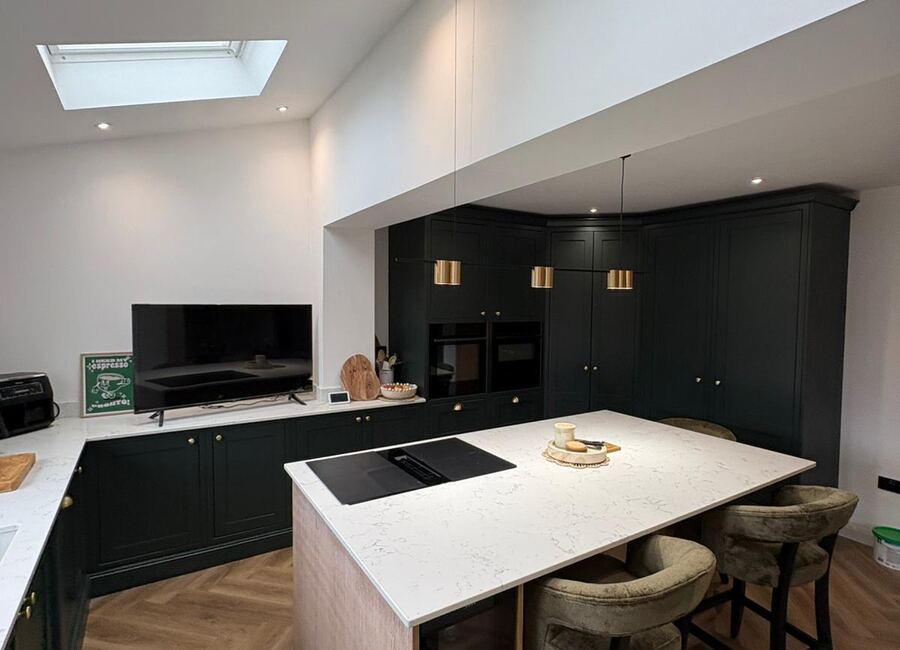 Finished Shifnal extension kitchen with roof lights