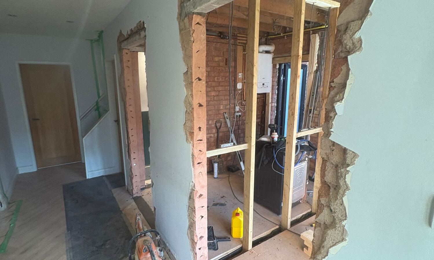 Garage conversion internal opening and studwork