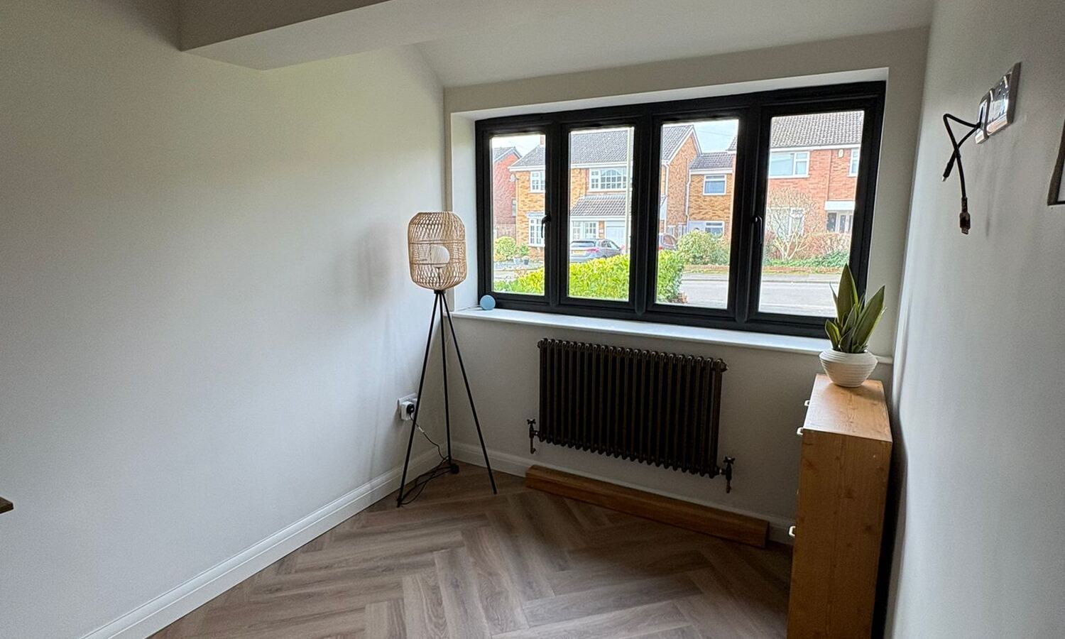 Finished garage conversion room