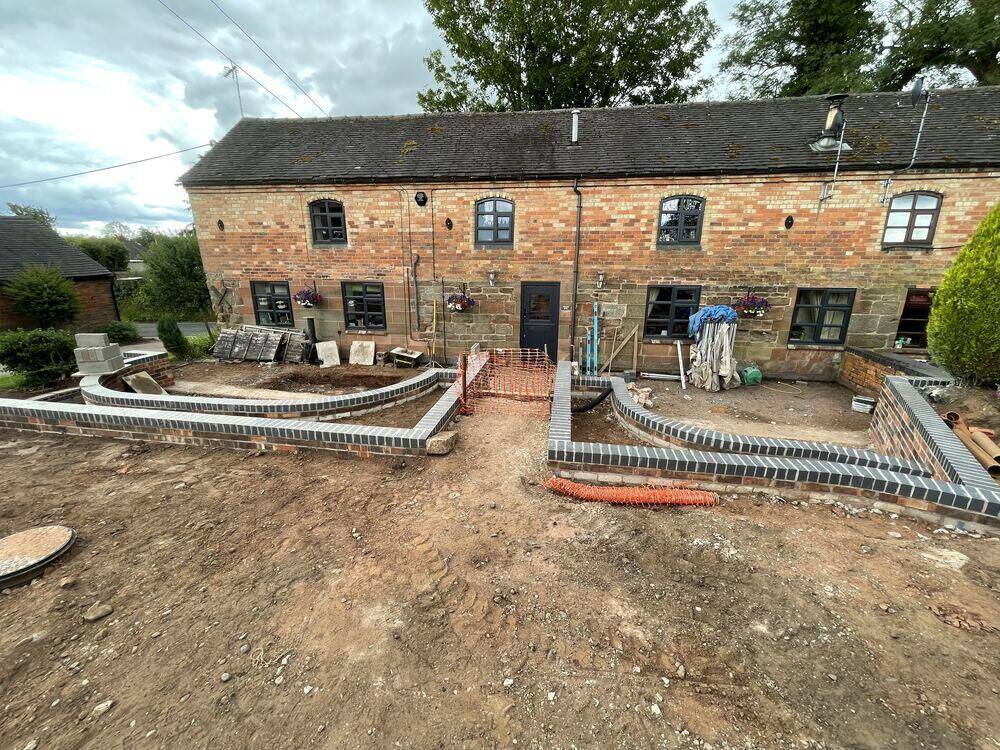 Retaining wall and landscaped garden levels