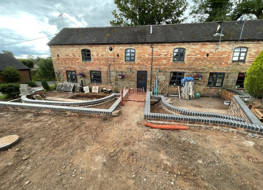Finished retaining wall and landscaping work in Eccleshall